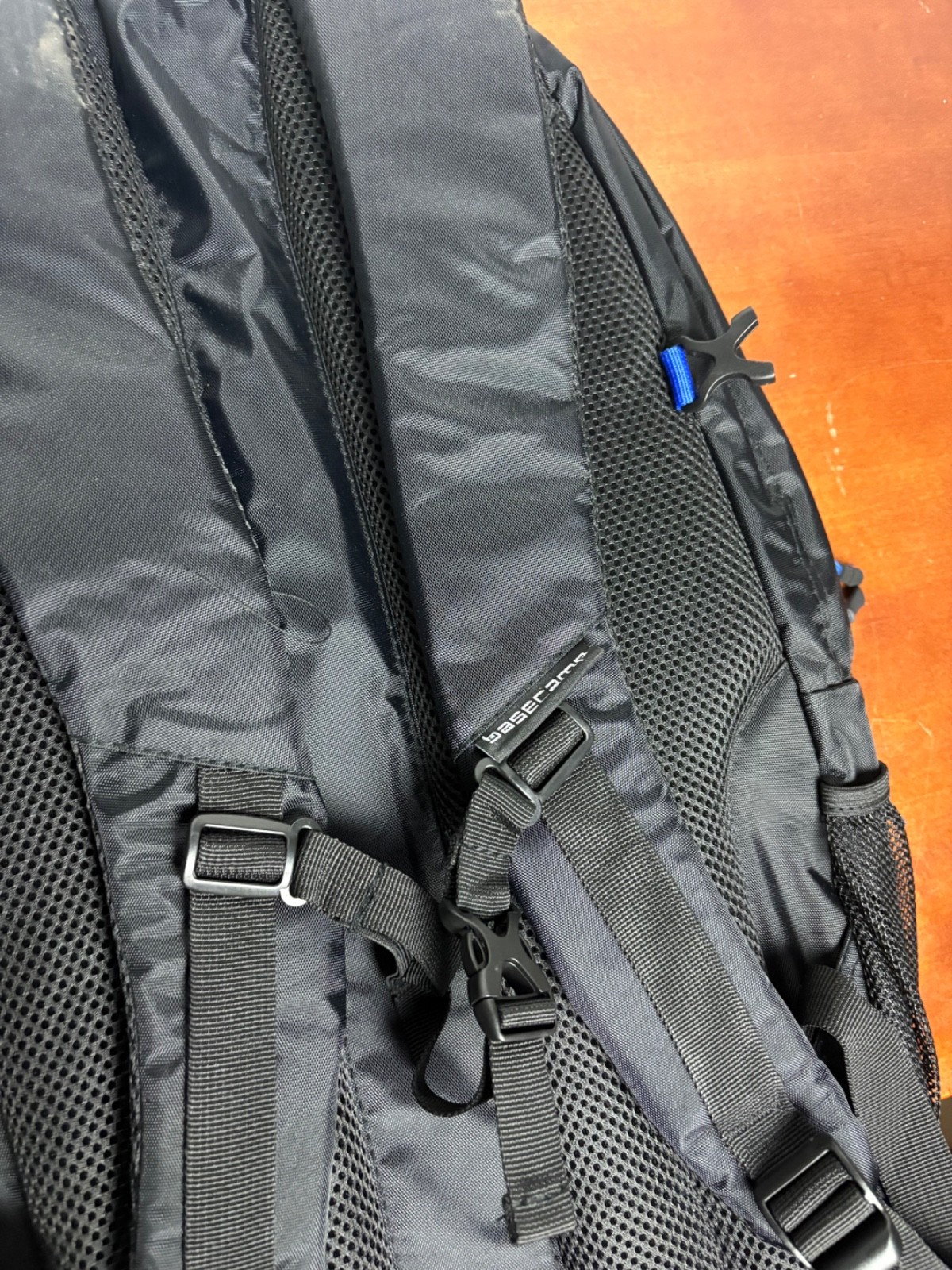 Basecamp Black & Blue Laptop Backpack Watermark Logo Padded Straps Travel Bag