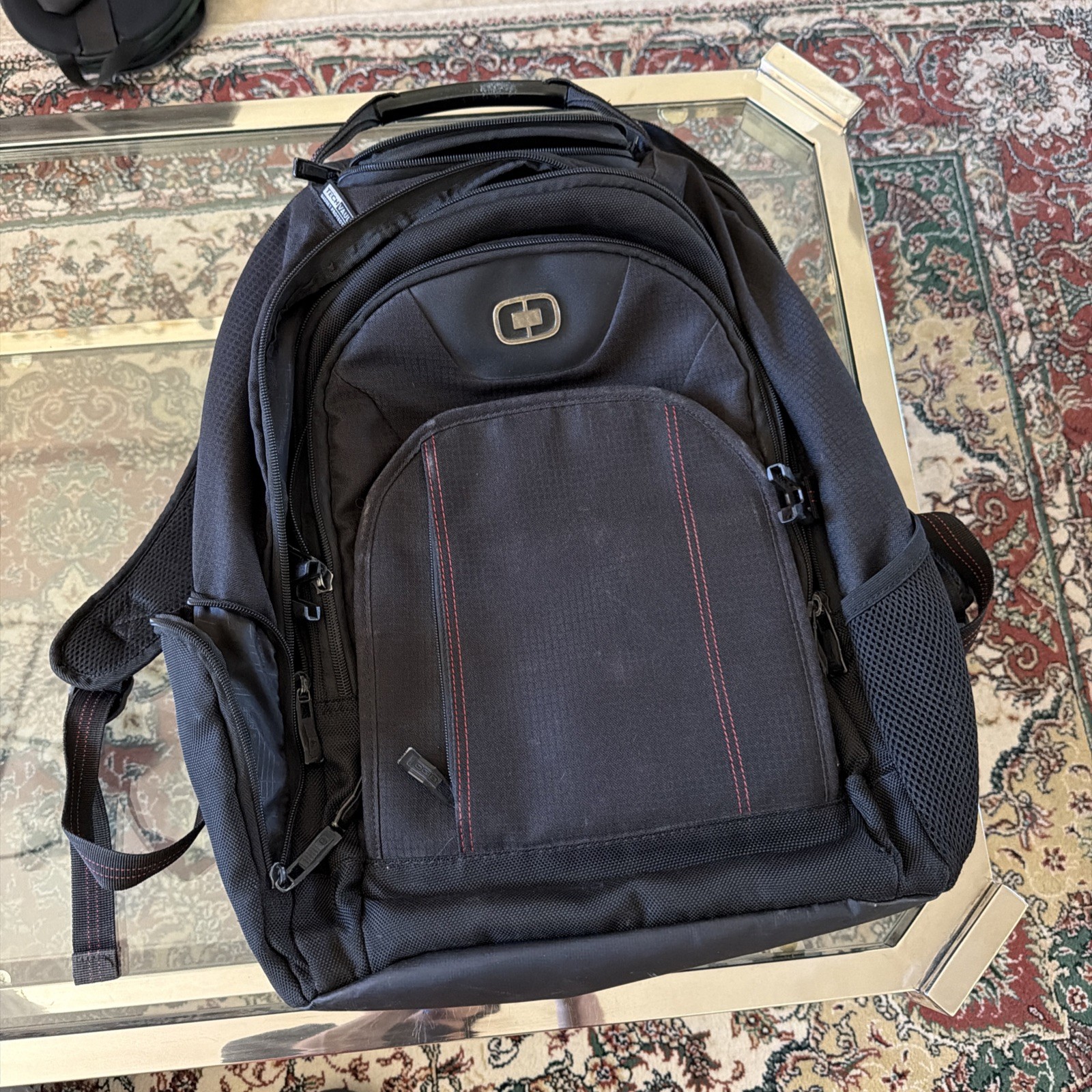 OGIO AIRFLOW Black w/Red Stitching Tech Vault Armored Pocket Backpack
