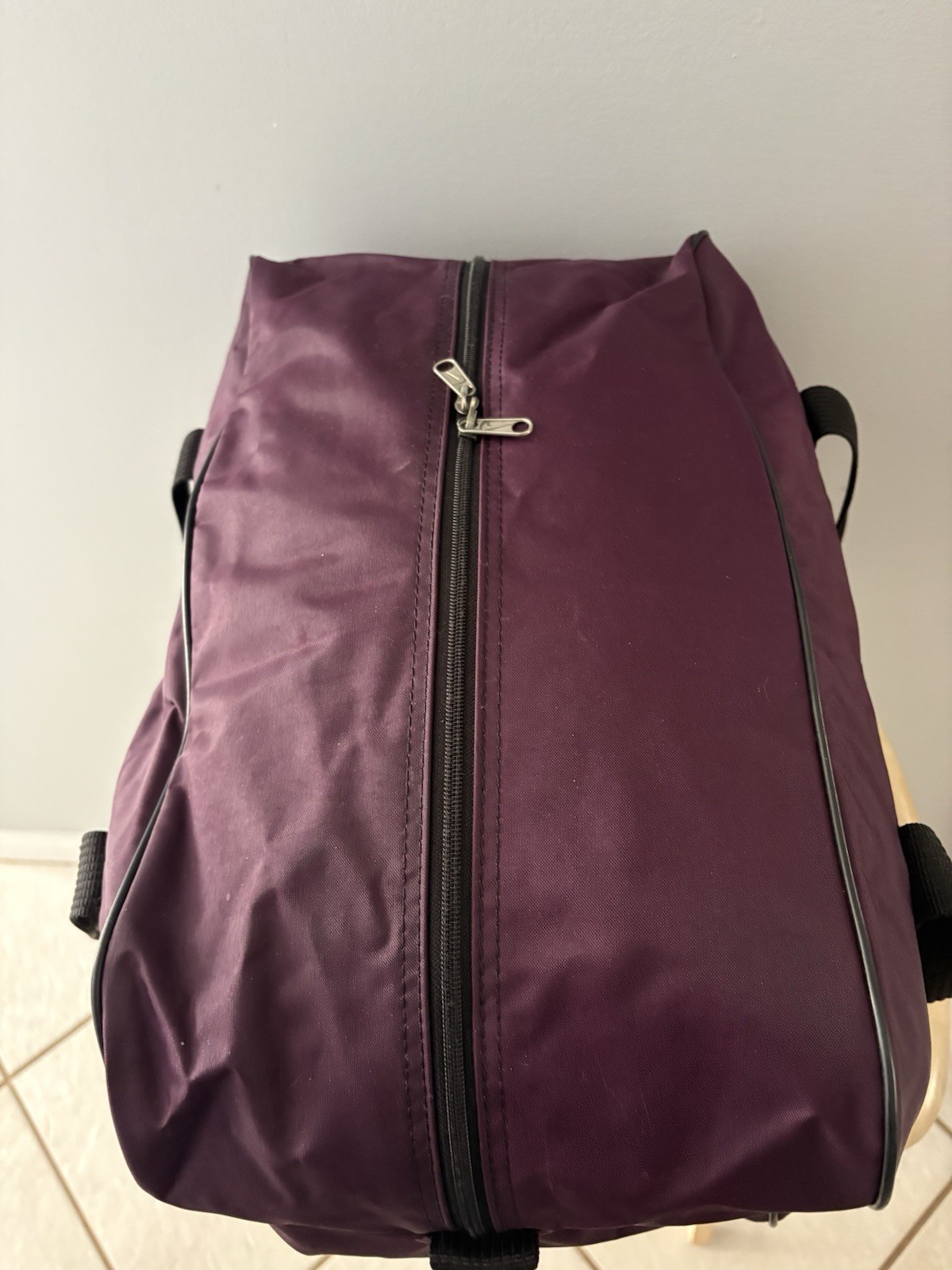 Vintage 80s 90s NIKE Duffle Bag Deep Purple Spellout Big Check Workout Retro