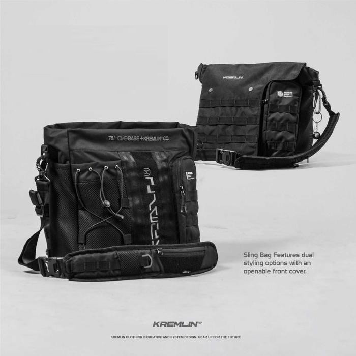 Kremlin ATOM Black Backpack Carrier Futuristic Fullzip Backpack Crossbody