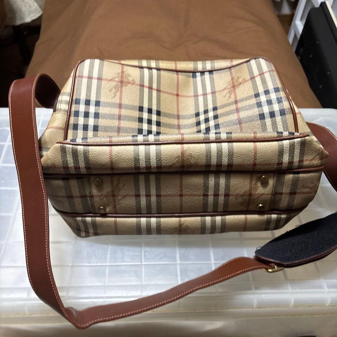 Authentic Burberry Beige Check Shoulder Bag – Leather & Canvas, Size Not Specifi
