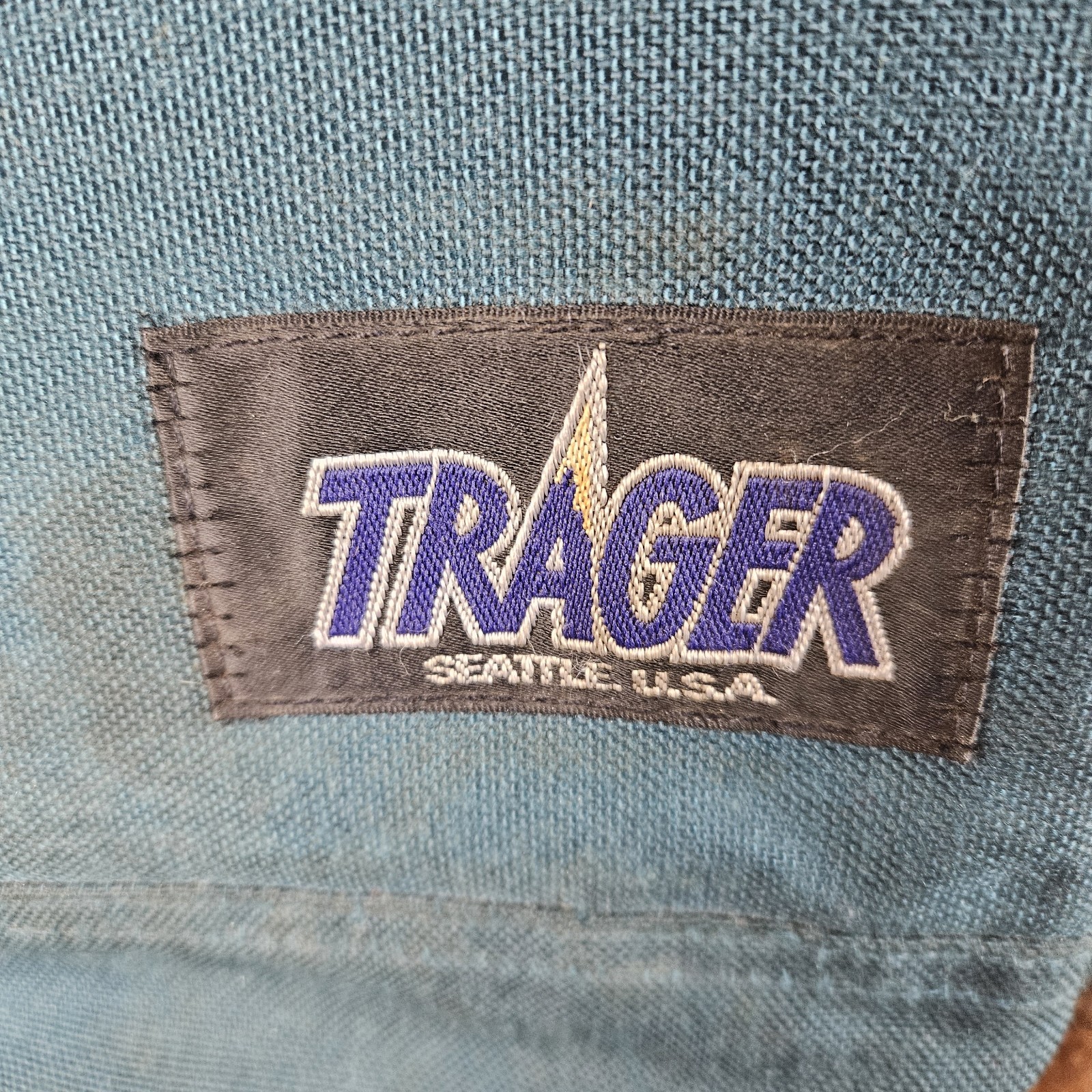 Vintage Trager Seattle Backpack Green Made In USA Outdoors Leather Bottom READ
