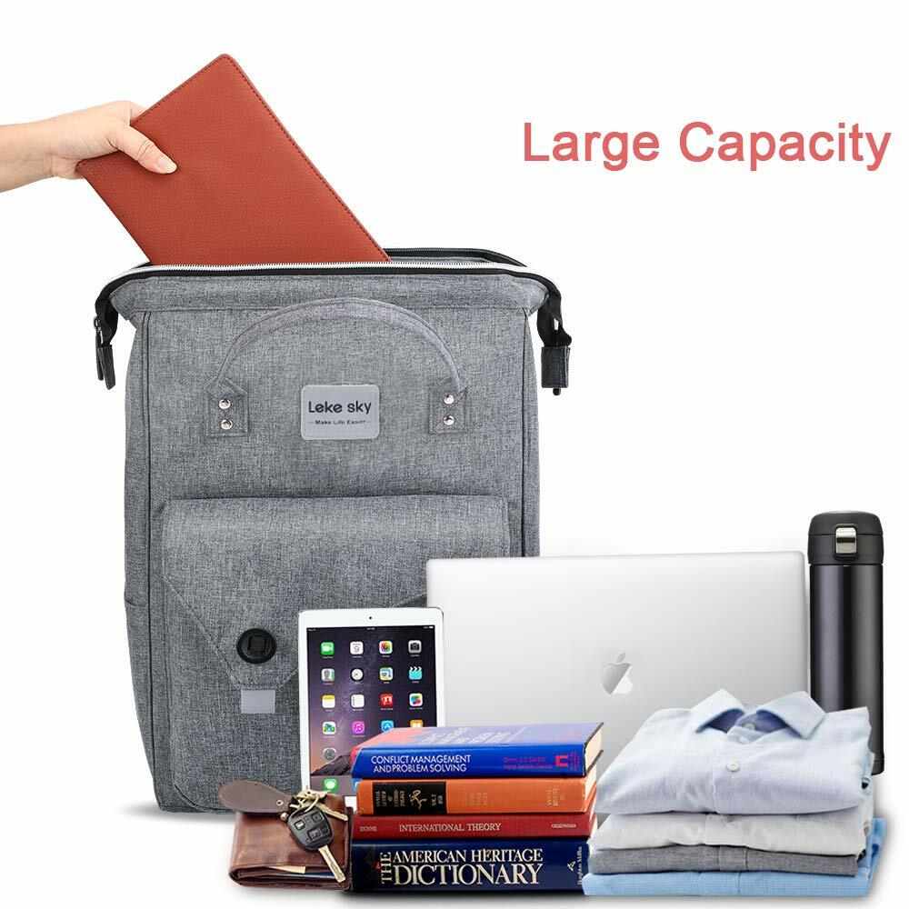 Lekesky Sac à dos pour ordinateur portable 15,6″, Gris