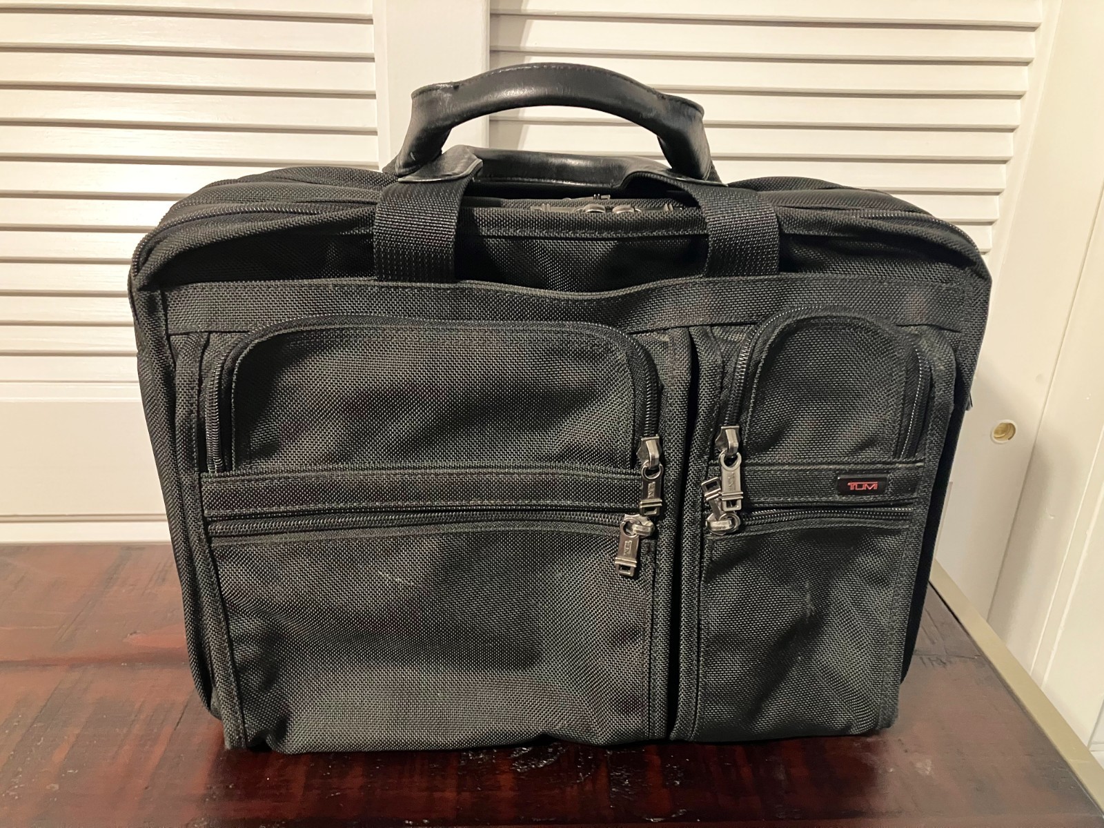 TUMI Alpha Black Ballistic expandable Laptop Business Briefcase 26041D4