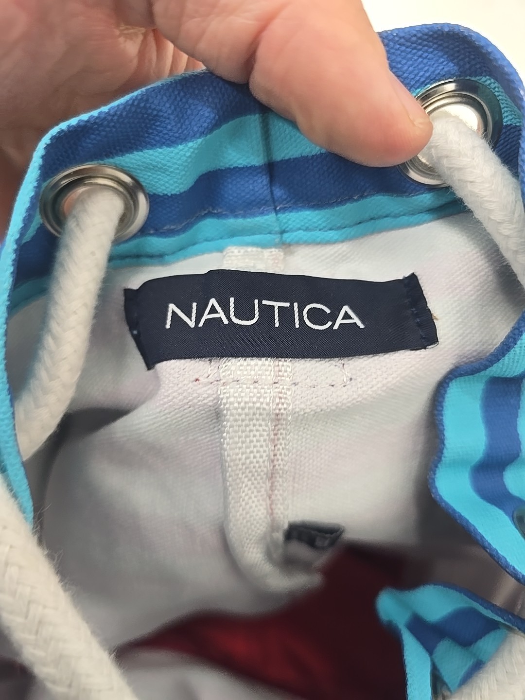 Nautica Red White Blue drawstring Boat Bag Backpack