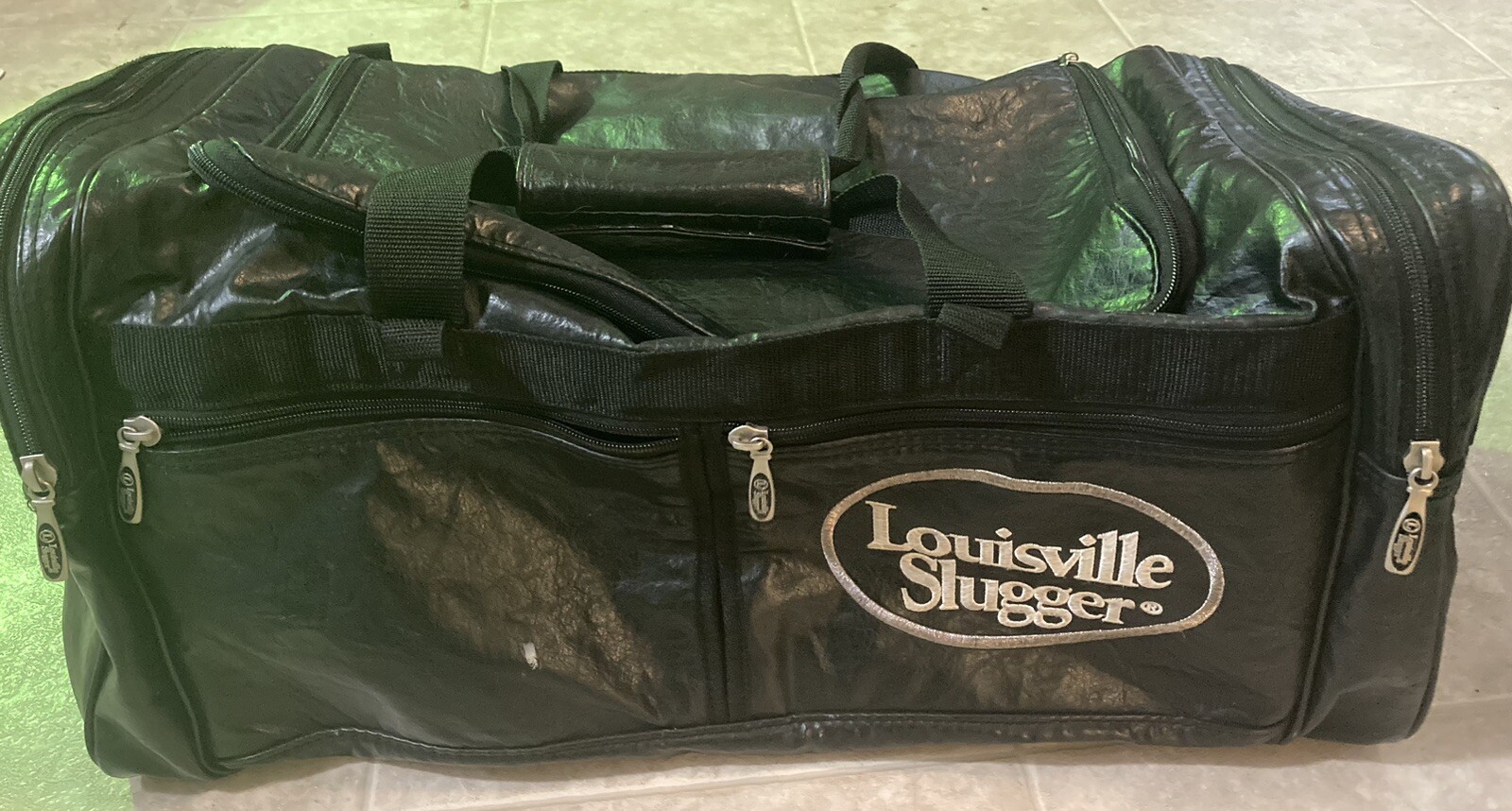 Louisville Slugger Players Bag Vintage 24x12x10. Faux Leather, 5 Zip Pockets.