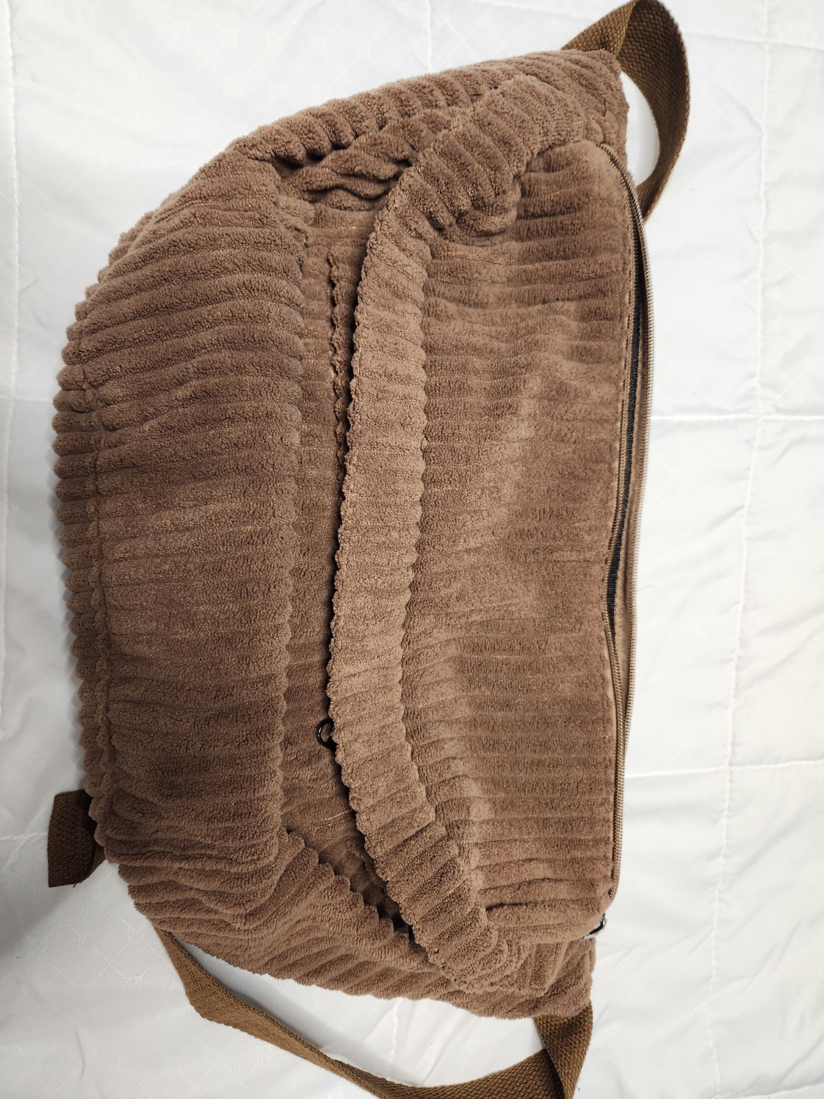 Brown XL Corduroy Fanny Pack /Sling Crossbody Zip Closure Adjustable Strap
