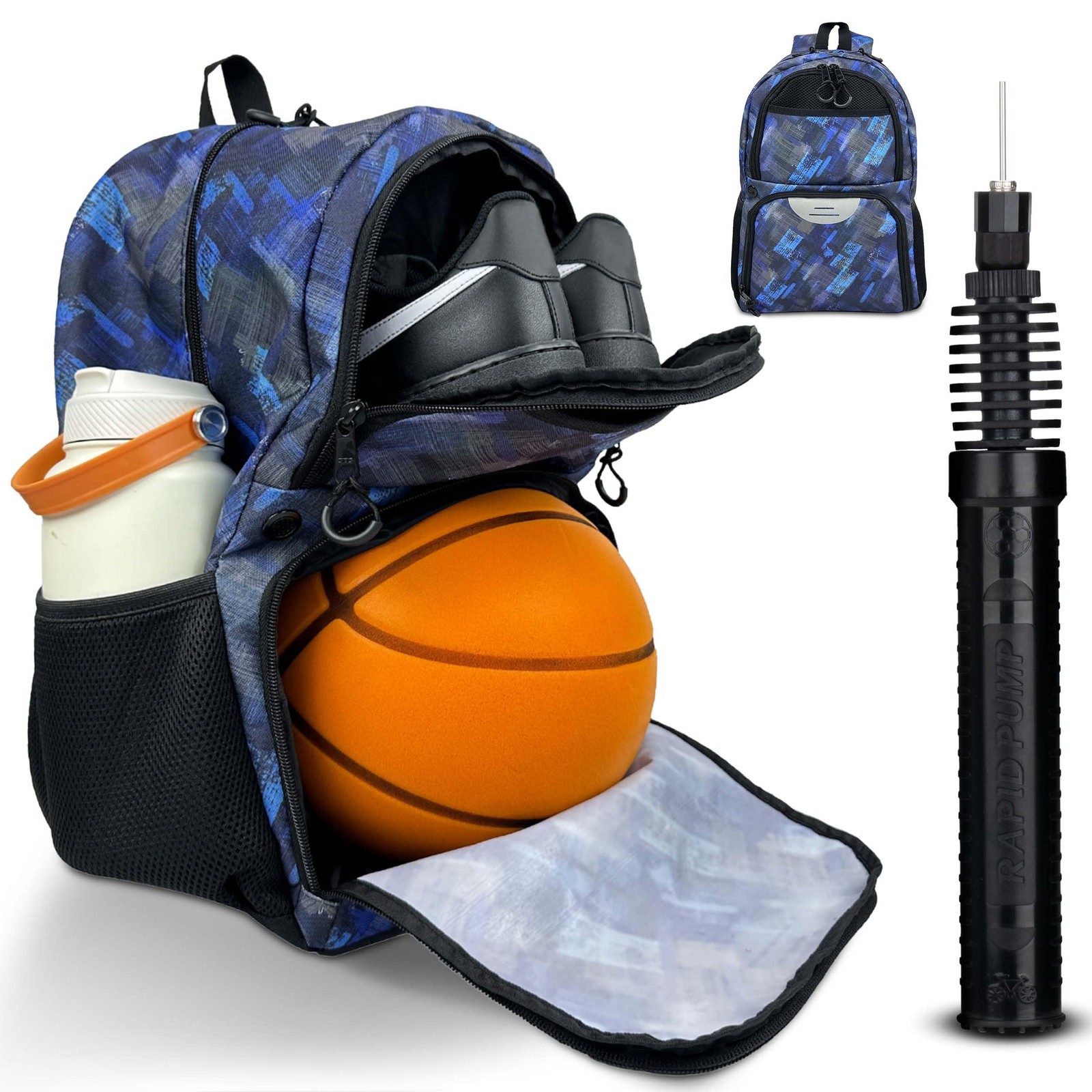 Multi-Sport Backpack with Pump – Soccer & Basketball Bag, Separate /Shoe Comp…