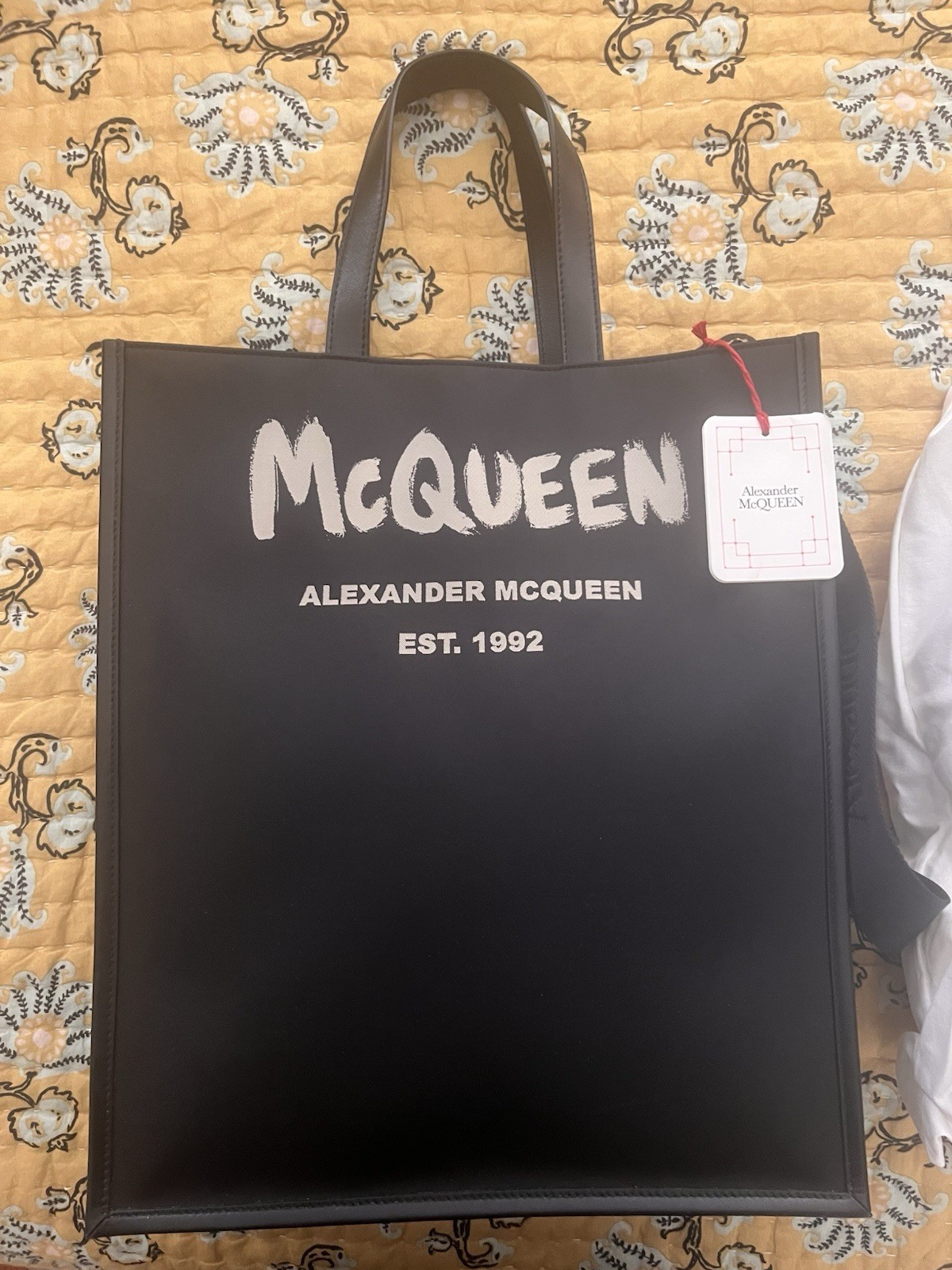 Alexander McQueen NWT Black Logo Tote Bag, Detachable Strap, Dust Bag, Magnetic