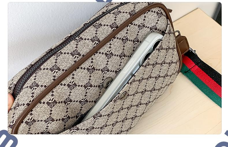 Casual Sling Bag Men PU Leather Messenger Crossbody Color Block Trendy Wide Stra