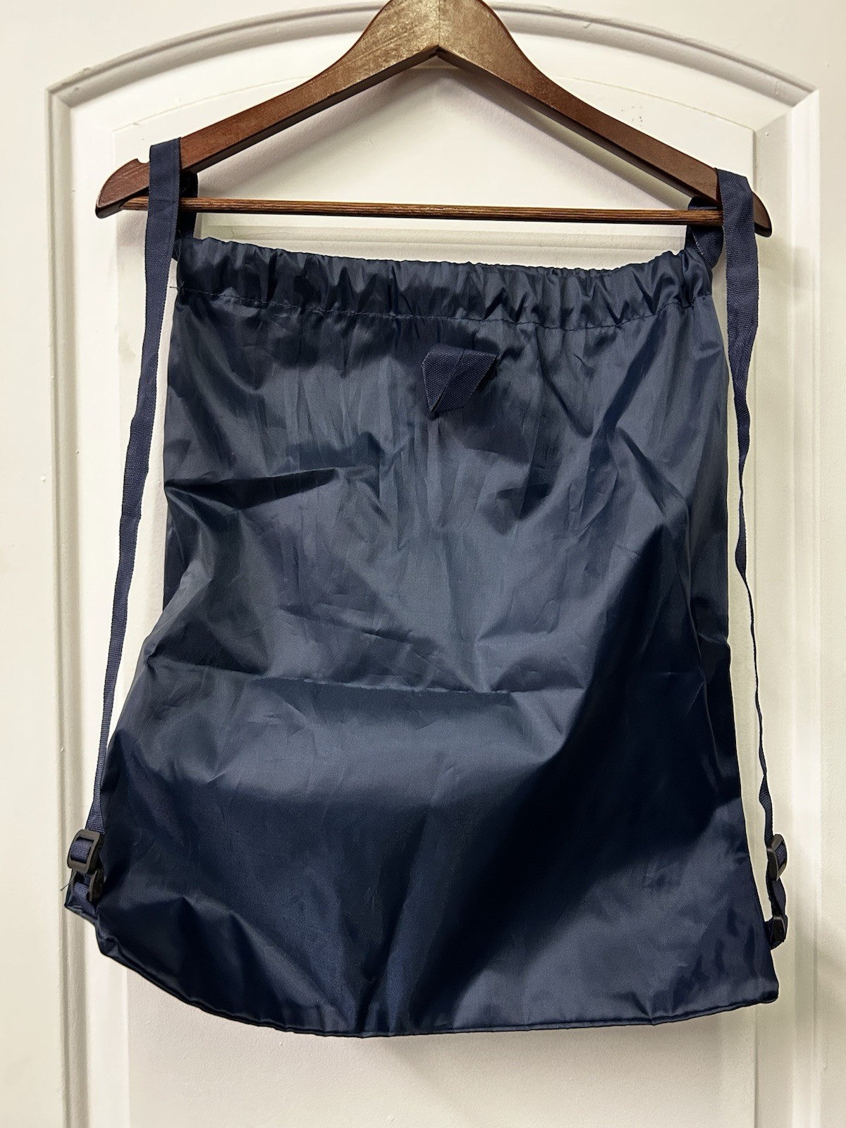 Skechers Brand Backpack Nylon Drawstring Gym Shoe Bag Carry Tote Navy Blue Clean