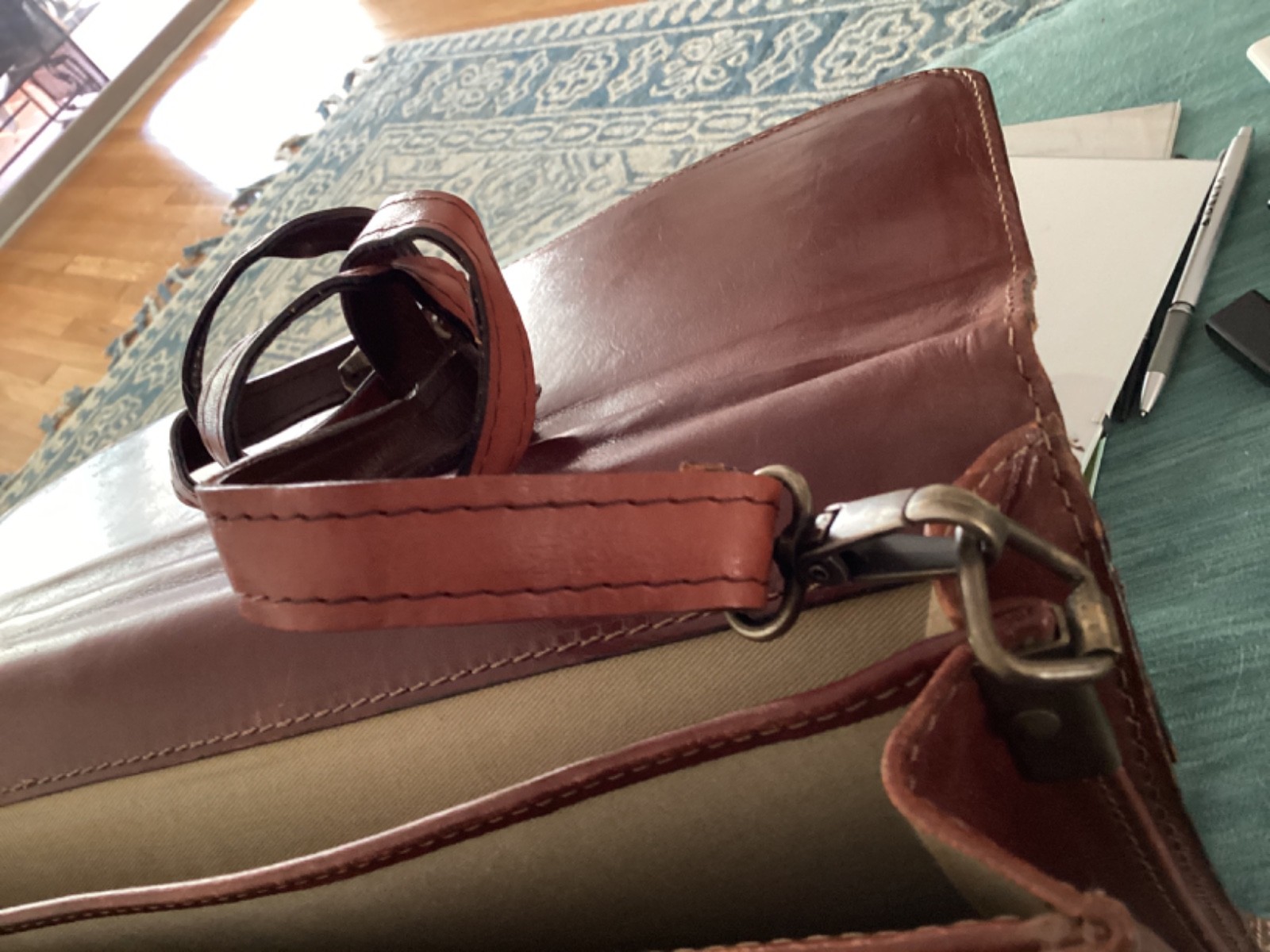 brown leather executive satchel briefcase with strap from spain