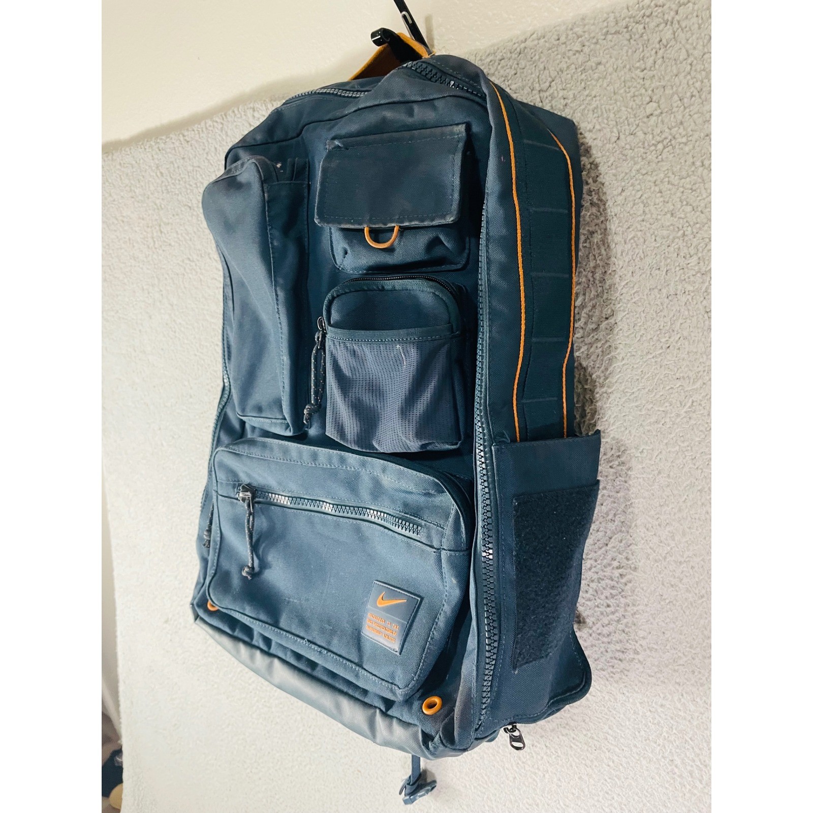Nike Utility Elite Backpack Navy Blue Orange Training Gym Laptop Bag Air Max