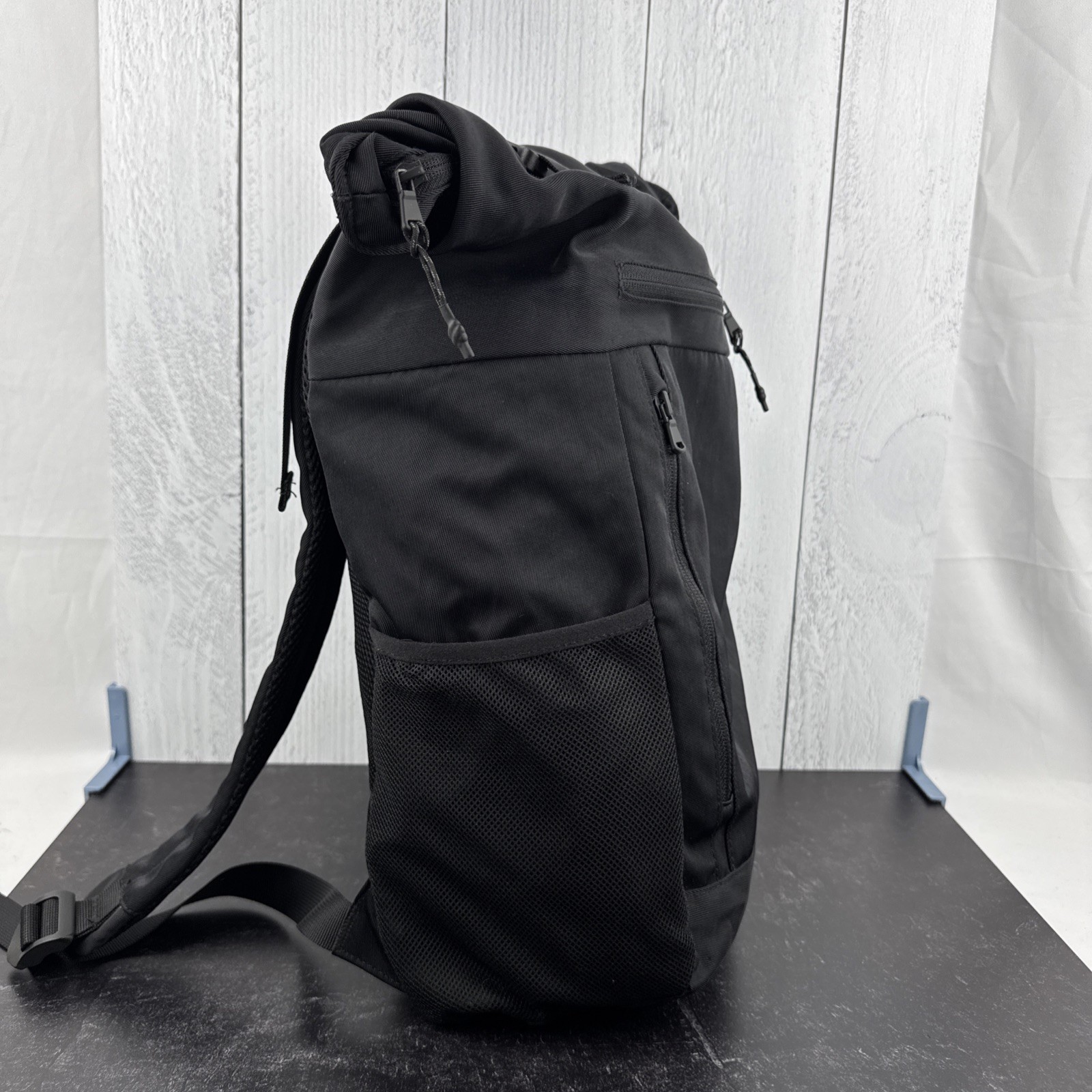 Fabletics The Only Backpack Black Roll Top Laptop Travel Commuter Gym Bag