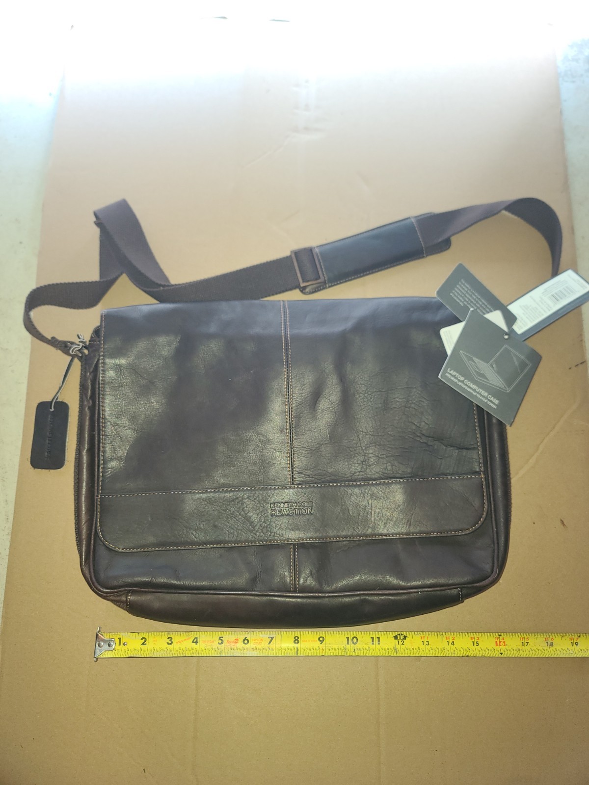 Kenneth Cole Reaction “Come Bag Soon” Leather Flapover Cross Body Messenger Bag