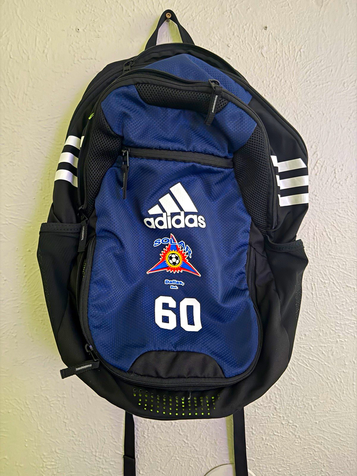 Adidas Backpack Solar Soccer Club #60 Dallas, TX Stadium 3 Navy Blue