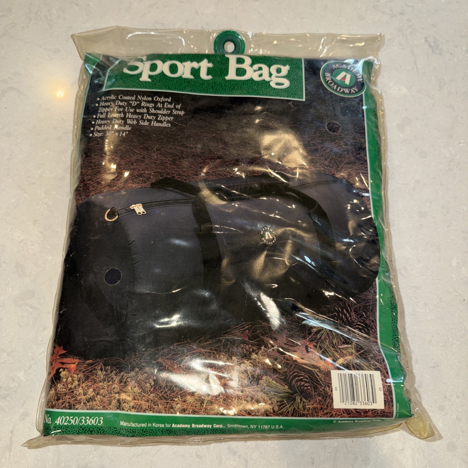 Deadstock VTG Academy Broadway 90’s Sport Bag Heavy Duty Black Duffle 30×14″ NOS