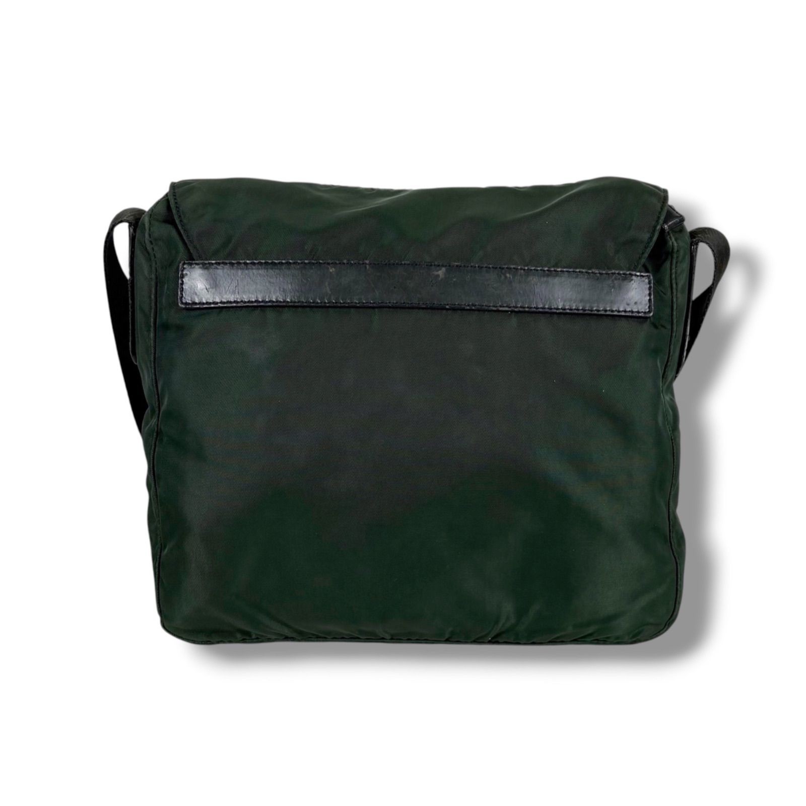 PRADA Triangle Logo Messenger Bag Tessuto Nylon Khaki Green Crossbody Shoulder