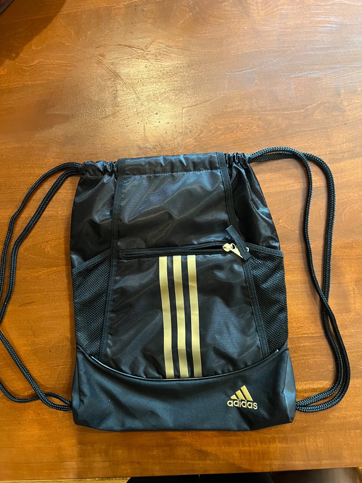 Unisex Black and Gold Adidas Swag Bag