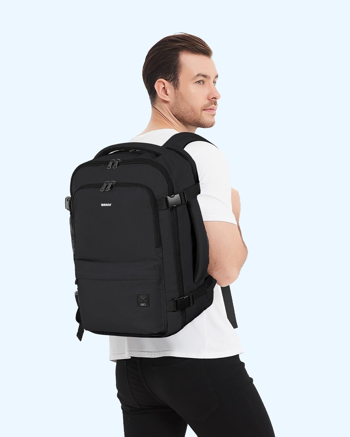 Personal Item Small Travel Bag Backpack 17x10x9 Inch 15.6 Laptop Men Black