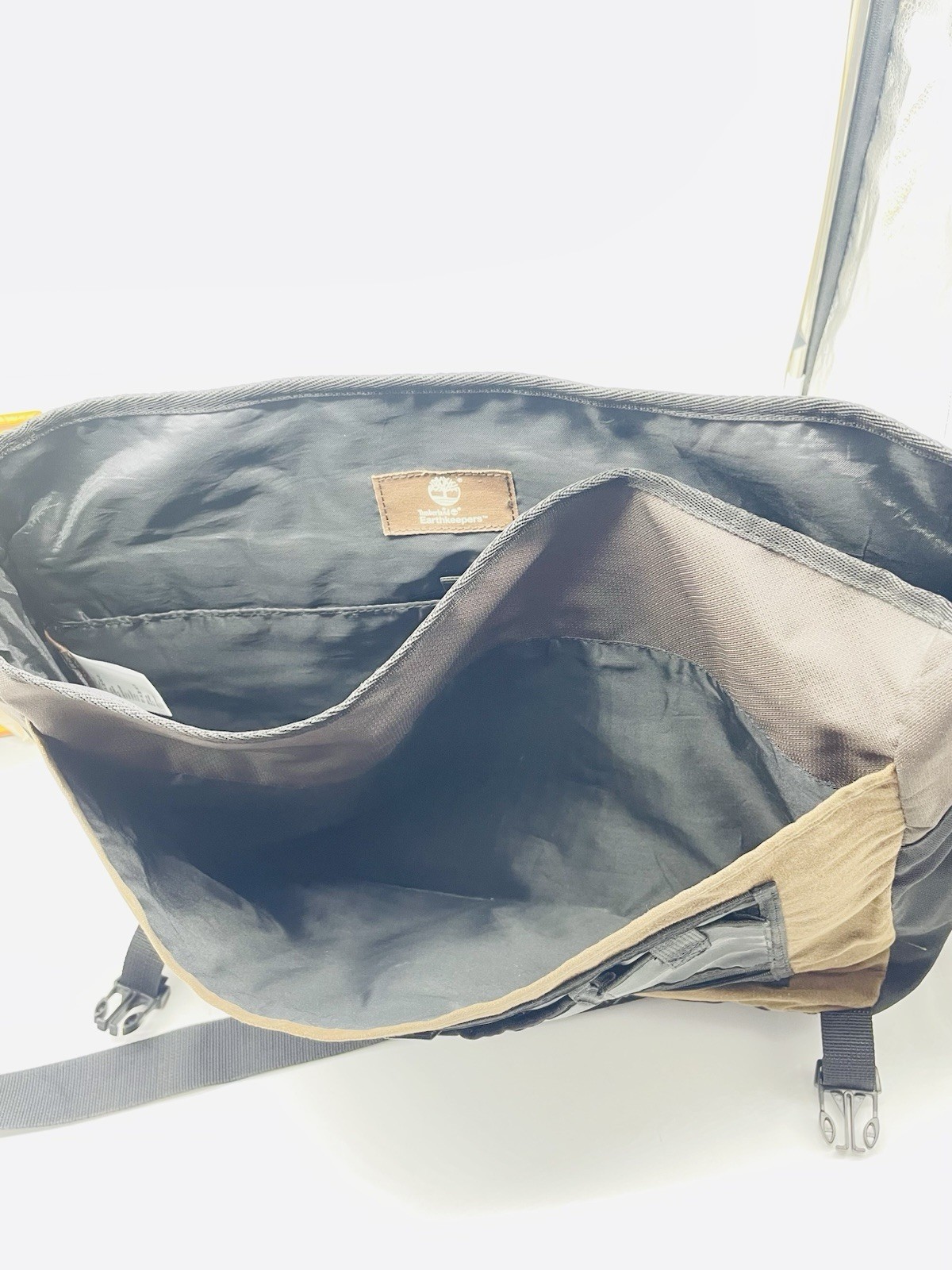 Timberland Brown/Black Canvas Large Messenger Bag Men Adjustable Shoulder Strap