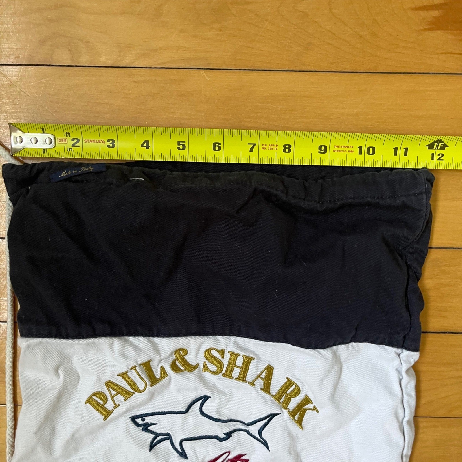 Paul & Shark Yachting Bretagne Navy White Embroidered Drawstring Bag Italy