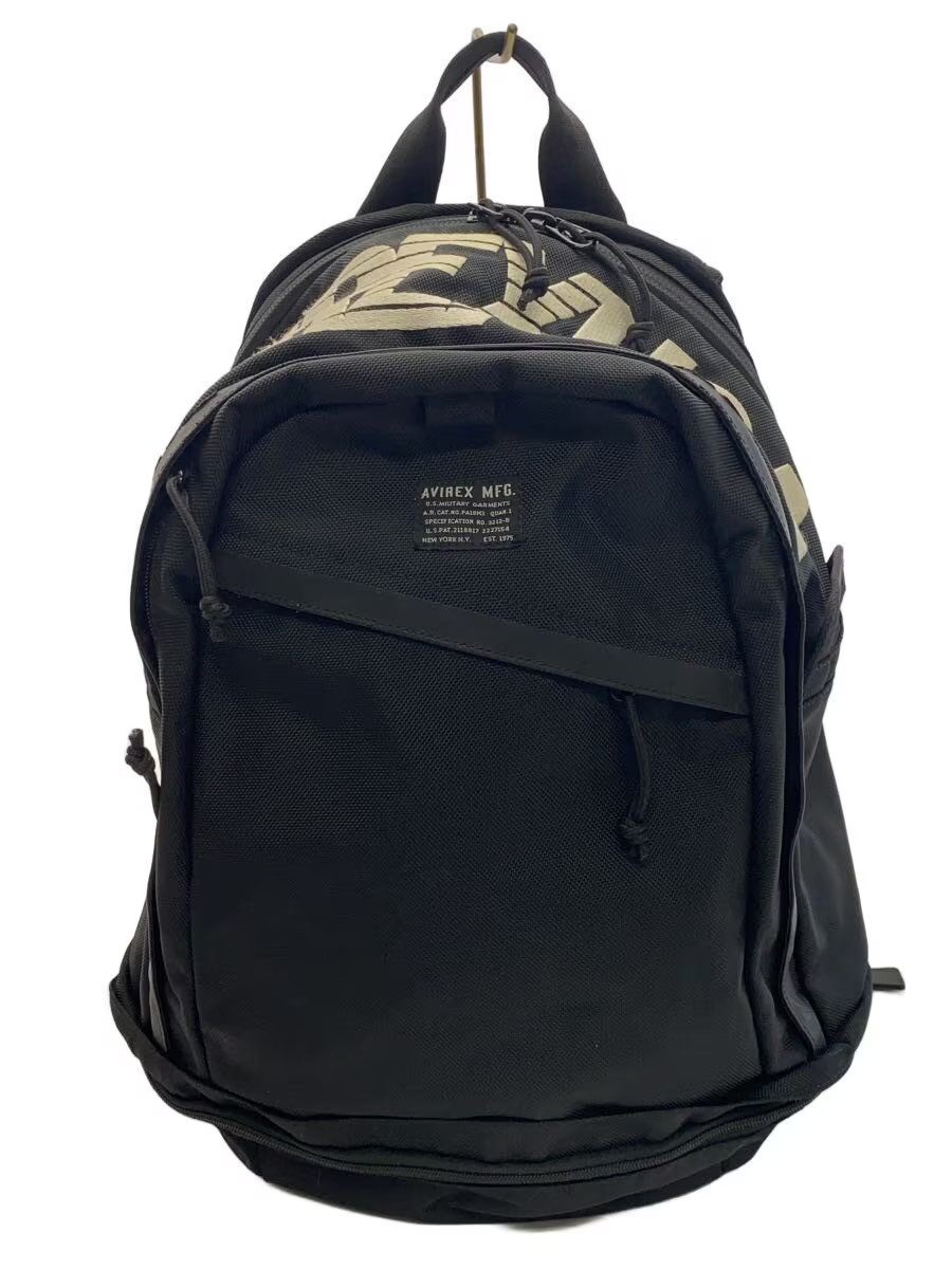 AVIREX × NEW ERA Backpack, Polyester, Black, Logo Embroidery