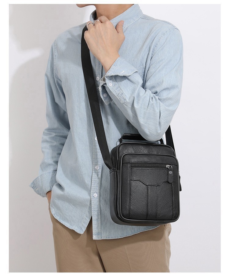 Mens Genuine Leather Messenger Bag Crossbody Bag Casual Business Shoulder Bag