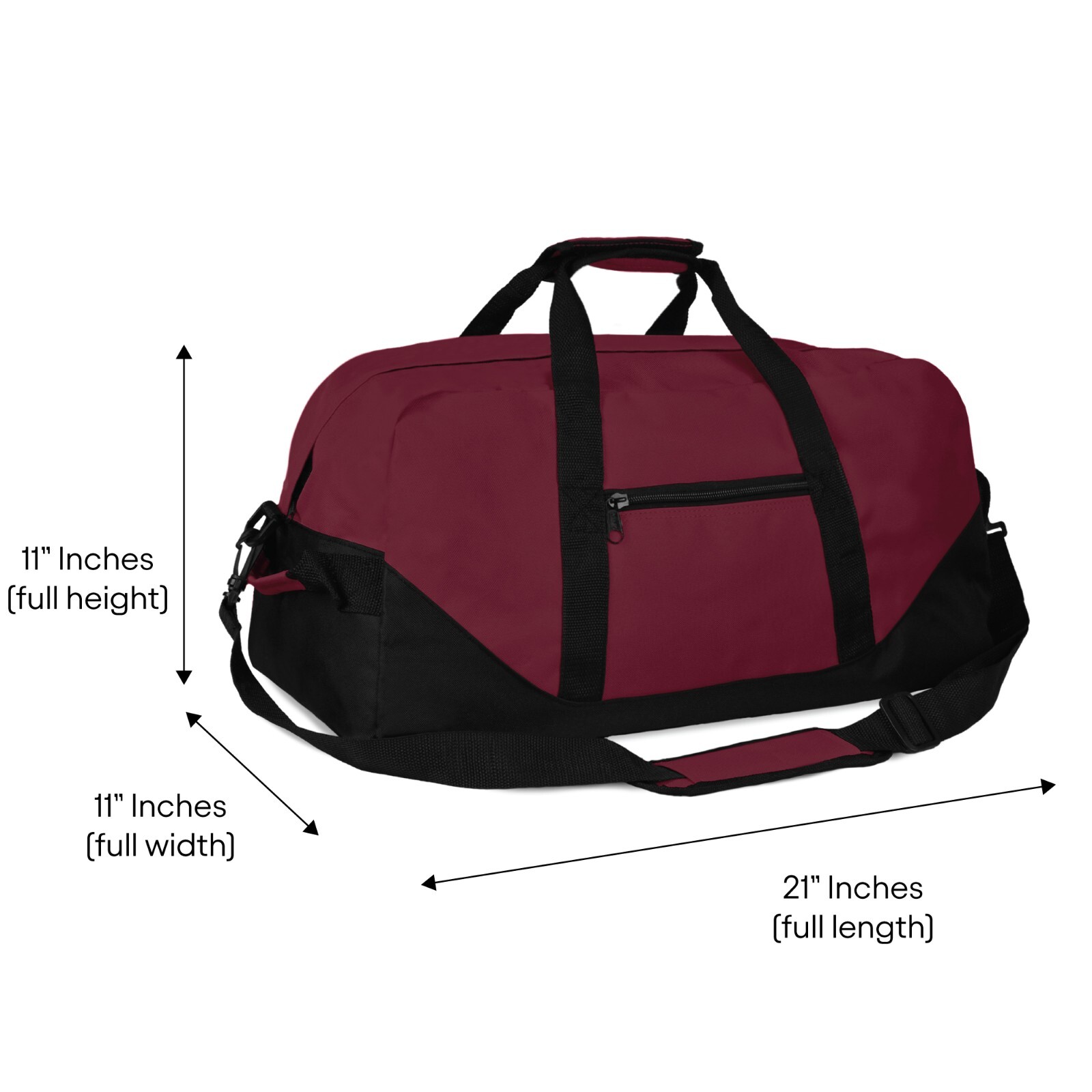 DALIX 21″ Duffle Bag Two-Toned Sports Gym Travel Bag in Maroon