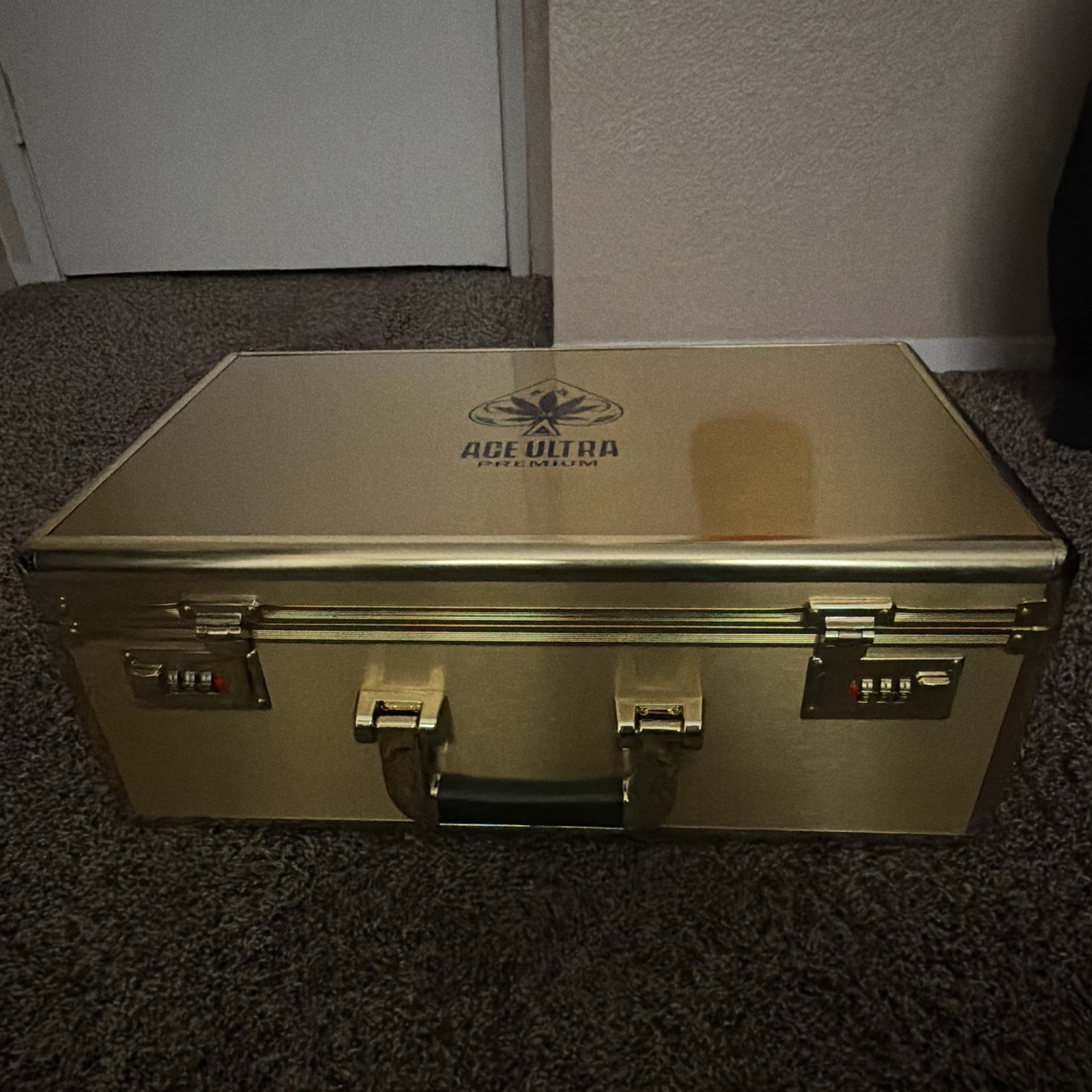 Ace of Spades Premium Gold Briefcase with Lock Combination Not Set Yet. 18x12x8