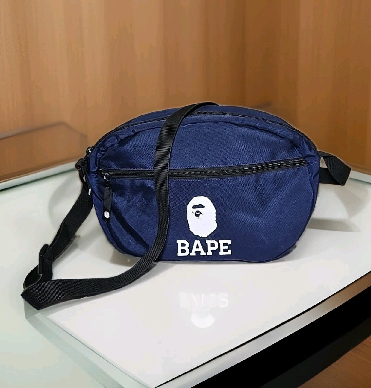 Bape Bathing Ape Summer Shoulder Side Bag SS19 Navy Blue Good Condition 👍
