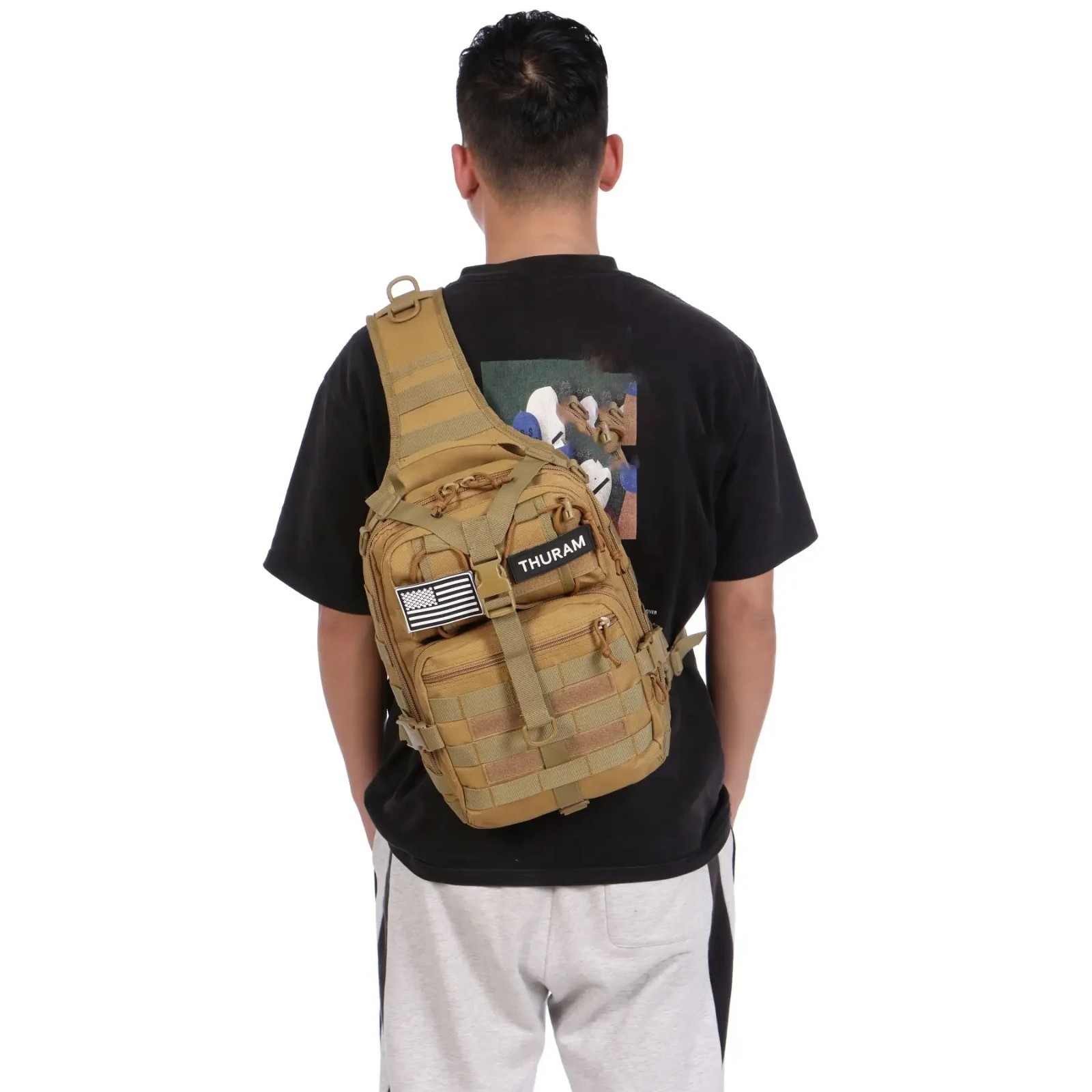 Mens Backpack Tactical Sling Shoulder Bag Molle Travel Chest Pack Outdoor Hiking