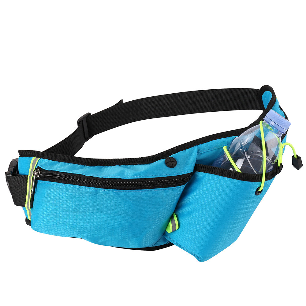 Blue Nylon Sport Running Waist Pack Zip Fanny Bag For Samsung Galaxy S24 Ultra