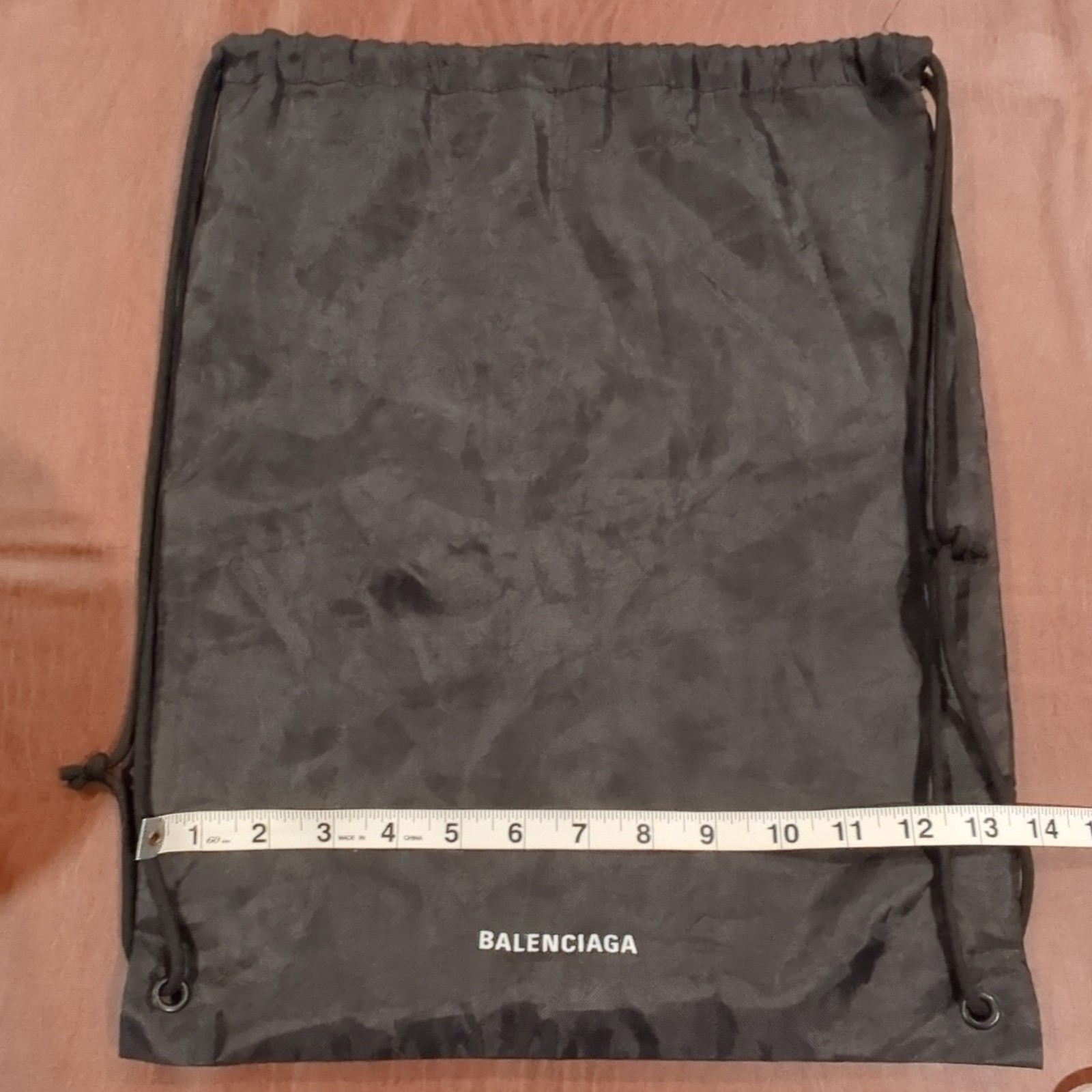 Balenciaga Black Drawstring Bag Solid Unisex Adults Shoulder Strap Cord Handle