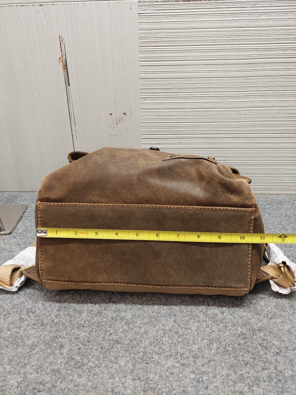 Patricia Nash Men Backpack Brown Moto Leather Buckle Closure Hand Strap Casual