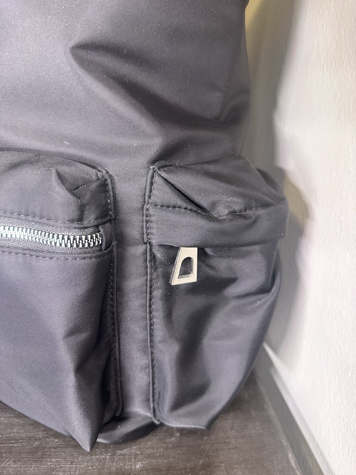 VERSACE FRAGRANCES Black Drawstring Backpack Gym Travel Bag Zip Pockets