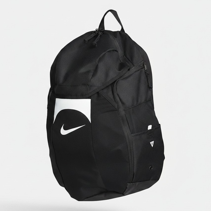 Nike Academ Team Black Backpack Zip Closure, Padded Adjustable Straps, Pockets