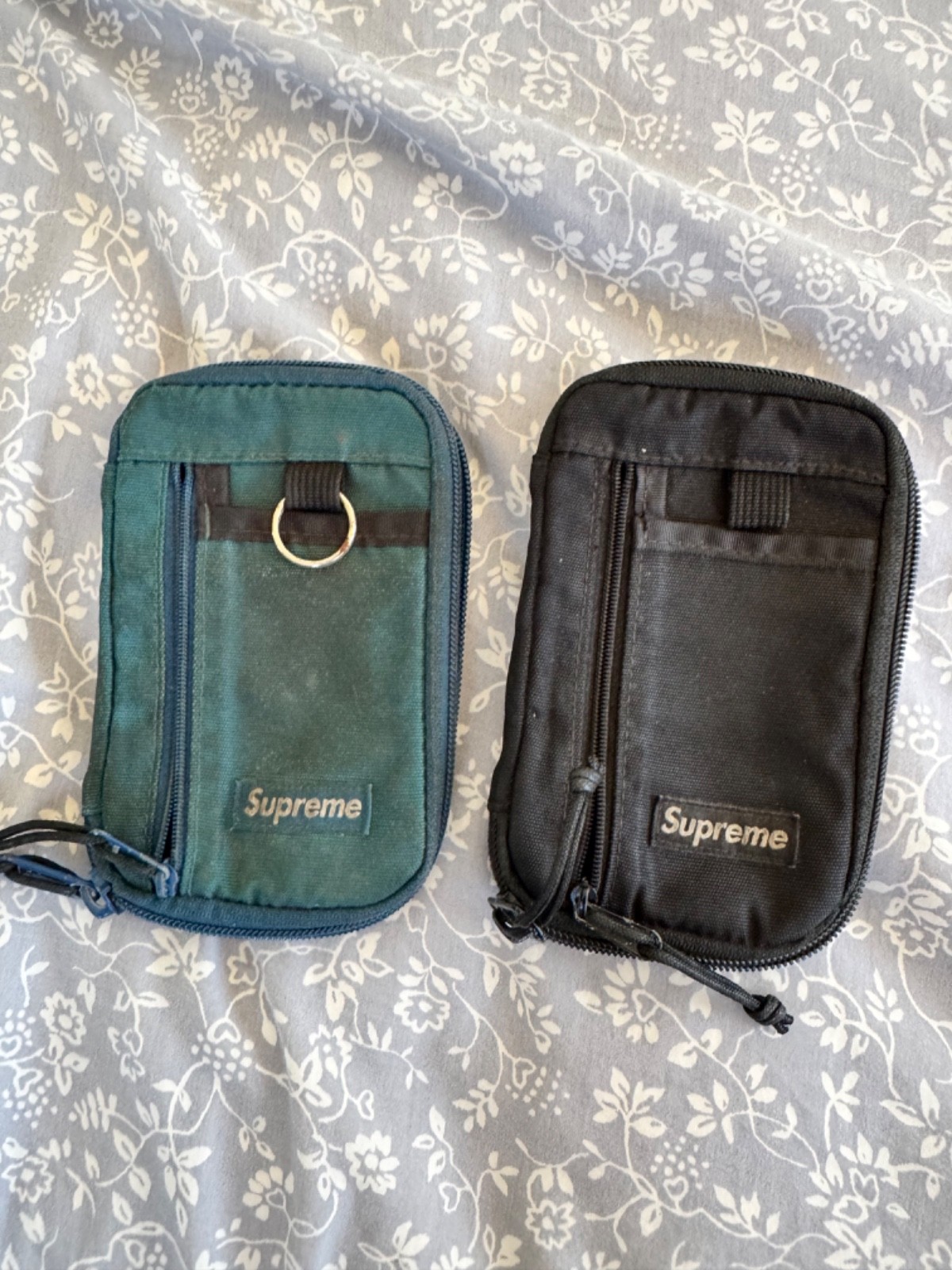 2 used Supreme Wallet Black and Blue FW19 Small Zip Pouch Cordura