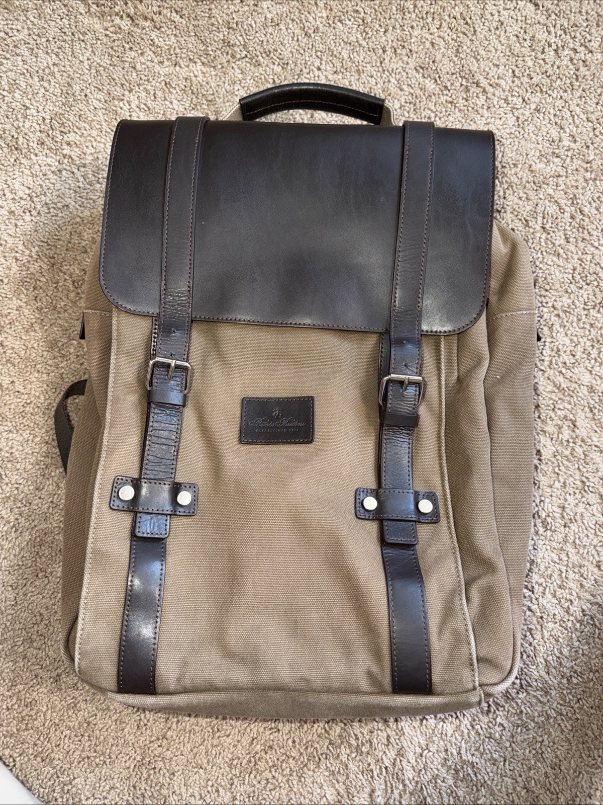 ROCKCOW Canvas Genuine Leather Travel Bag Backpack Carry On Blue Green Gray