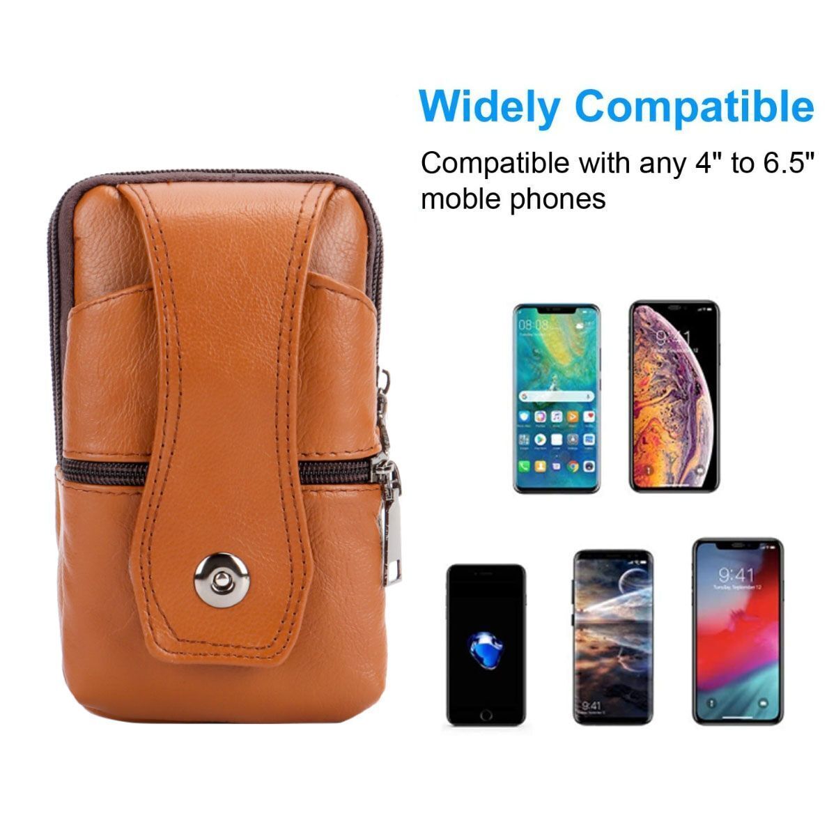 Men Leather Phone Pouch Belt Bag Shoulder Fashion Crossbody Waist Pack Handbag
