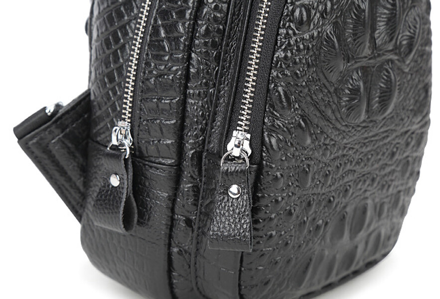 Genuine Leather Sling Backpack, Crocodile Pattern Men‘s Crossbody Shoulder Bag