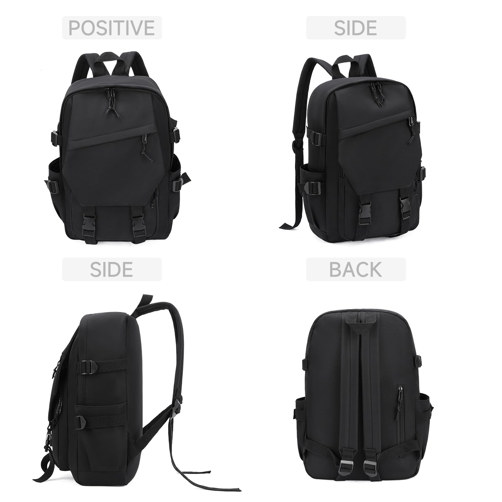 Classical Basic Travel Backpack Lightweight Workout Sports Casual Daypack Black