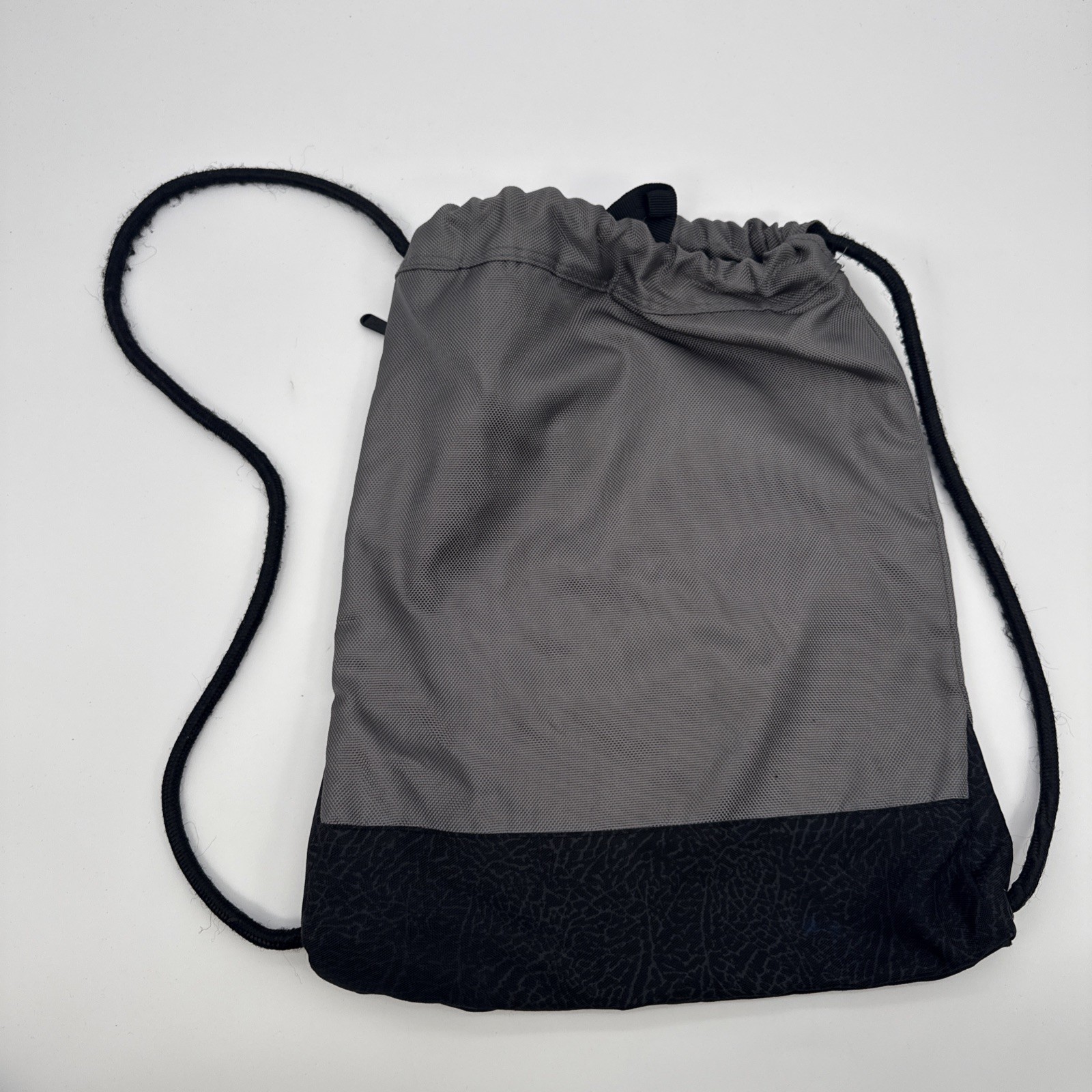 Nike Jordan Jumpman Drawstring Bag Pouch Gray Black Elephant Print Equipment Bag