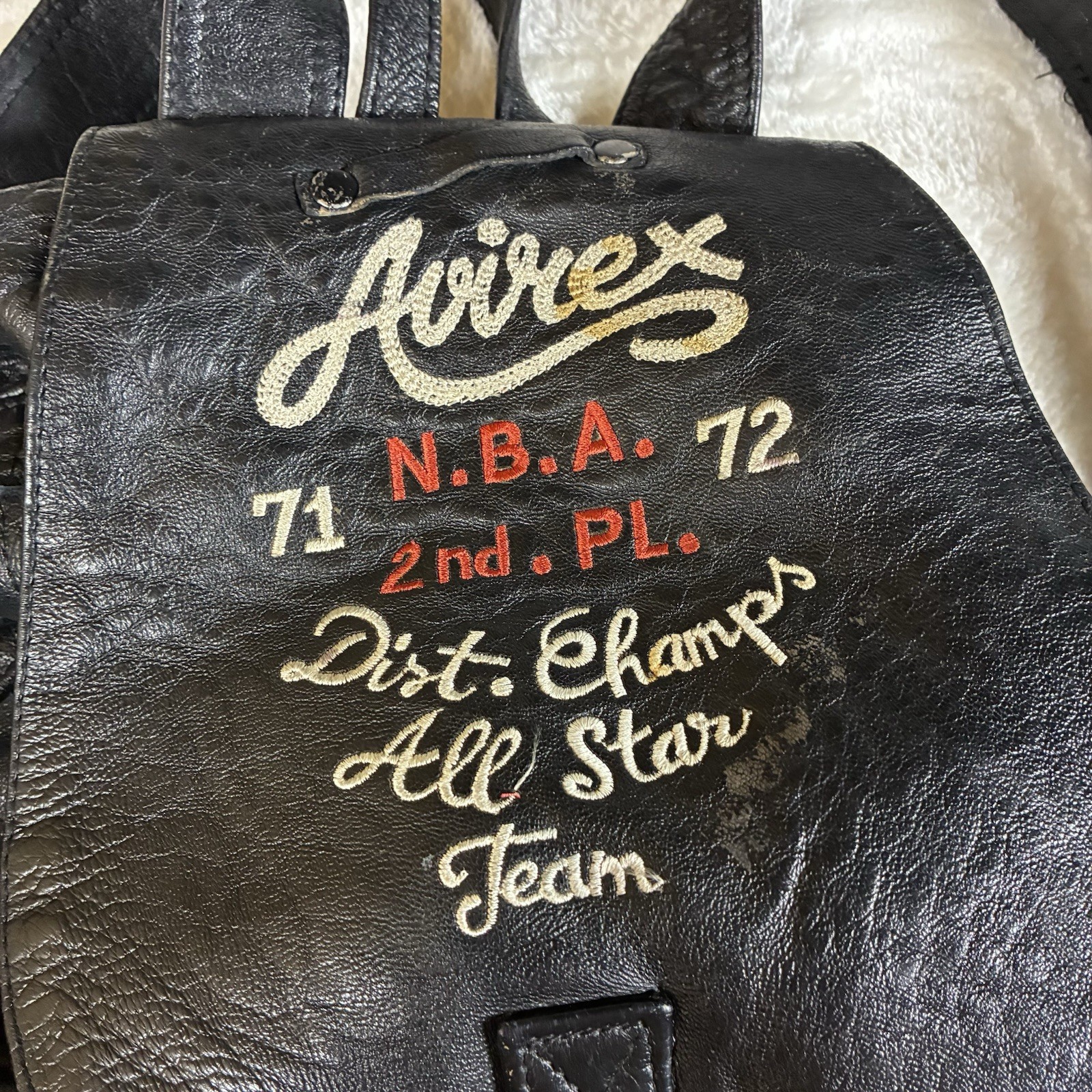 Vintage Avirex Black Leather Backpack NBA 71-72 2nd Place All Star Team
