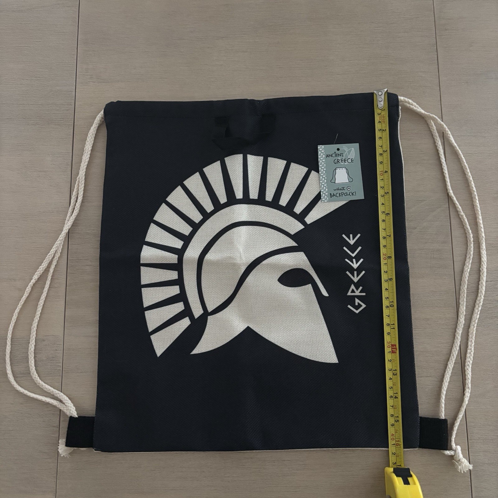 Greece Spartan Graphic Print Drawstring Backpack Gym Sack Athens Travel Souvenir