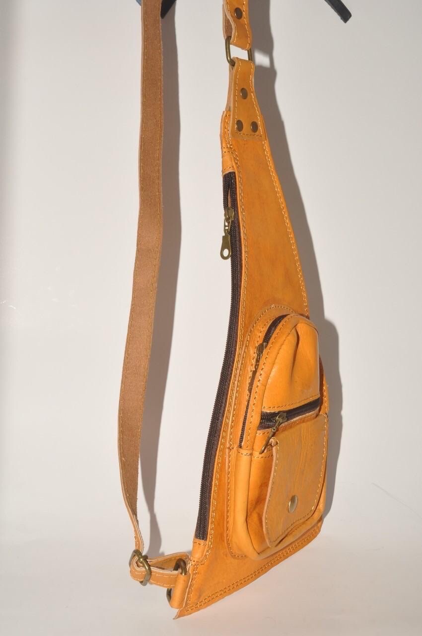 Mens Leather Sling Bag Chest Shoulder Fanny Pack Crossbody Sport Travel Backpack