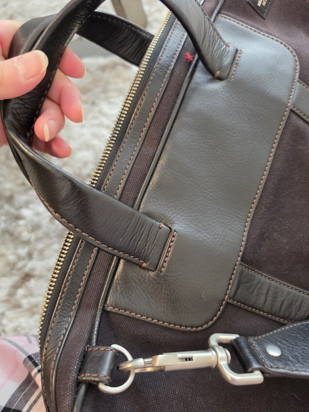 Authentic Jack Spade Canvas & Leather Briefcase Laptop Black Bag