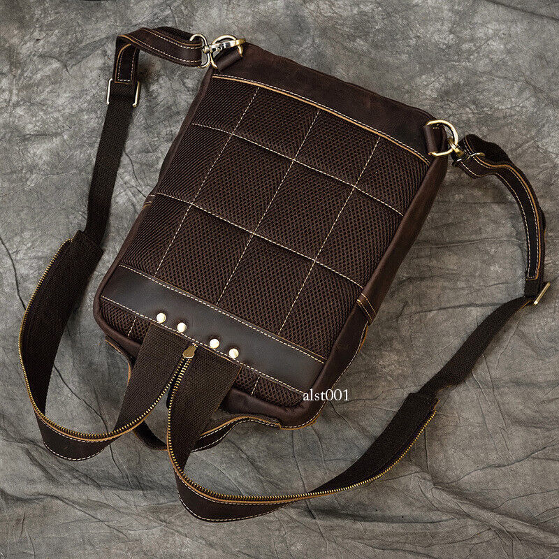 Vintage Men Crazy Horse Leather Backpack Sports Chest Bag Crossbody Bags Outdoor