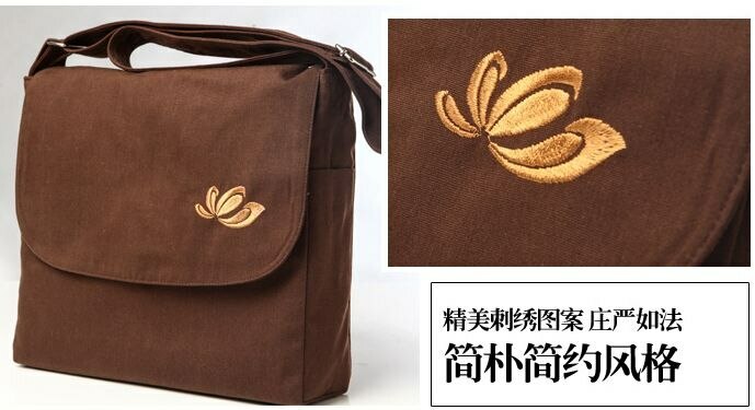 China Canvas Buddhism Buddha Zen Small Bag Shaolin Monks Kung Fu Embroidery Bag
