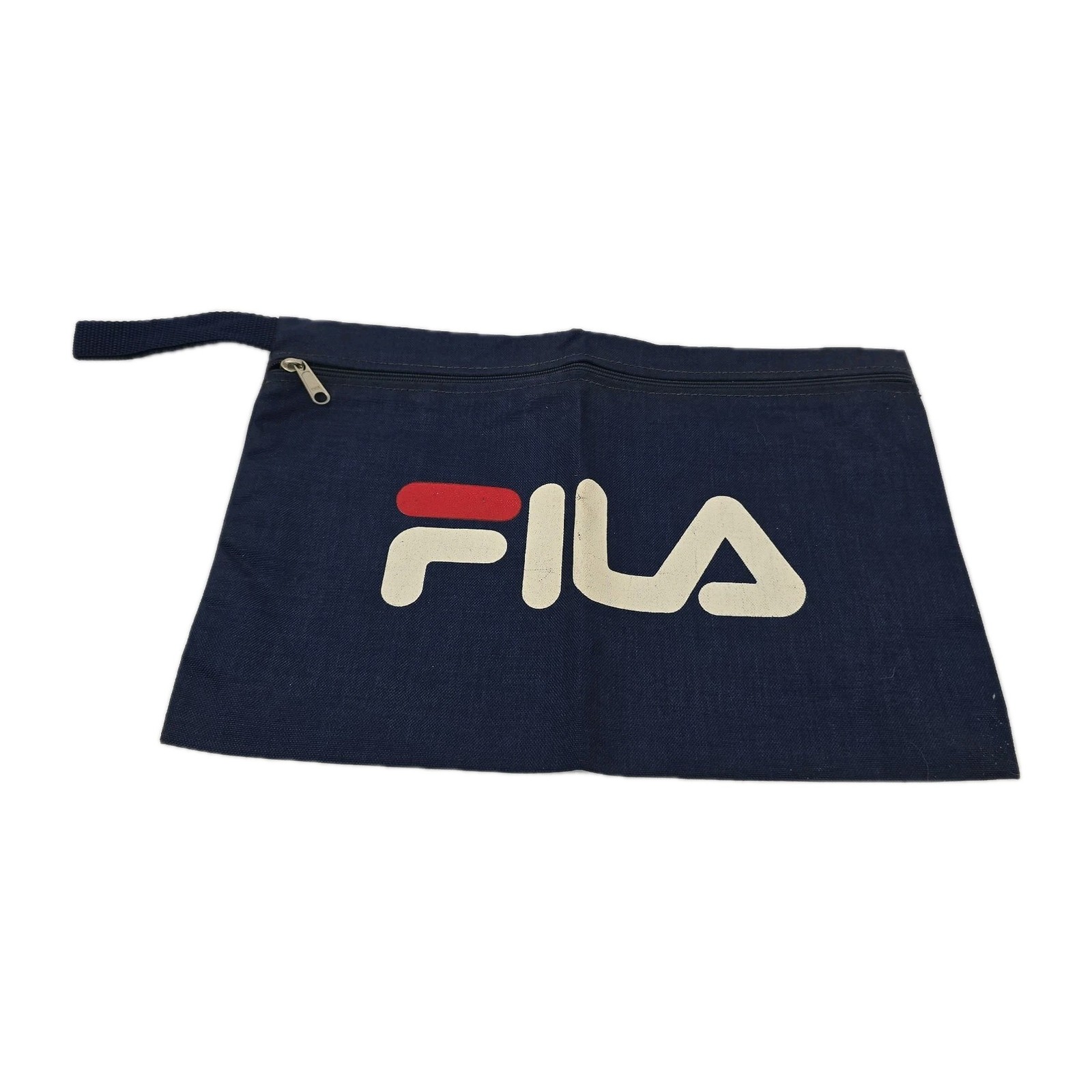 Fila Sport Navy Blue Double Sided Logo Zipper Pouch 16×10 Loop